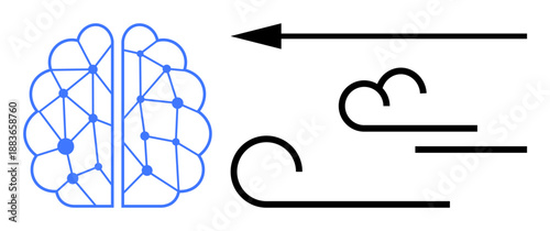 Artificial intelligence concept. Artificial intelligence ed by brain diagram and neural connections, paired with wind flow elements efficiency and speed. For technology, innovation, machine learning