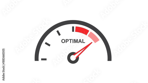 Speedometer showing optimal performance with a red indicator