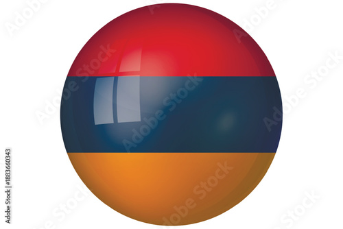 Flag of Armenia. Armenian national symbol in official colors. Template icon. Abstract vector background. Round glass light ball, 3D big bubble, sphere.