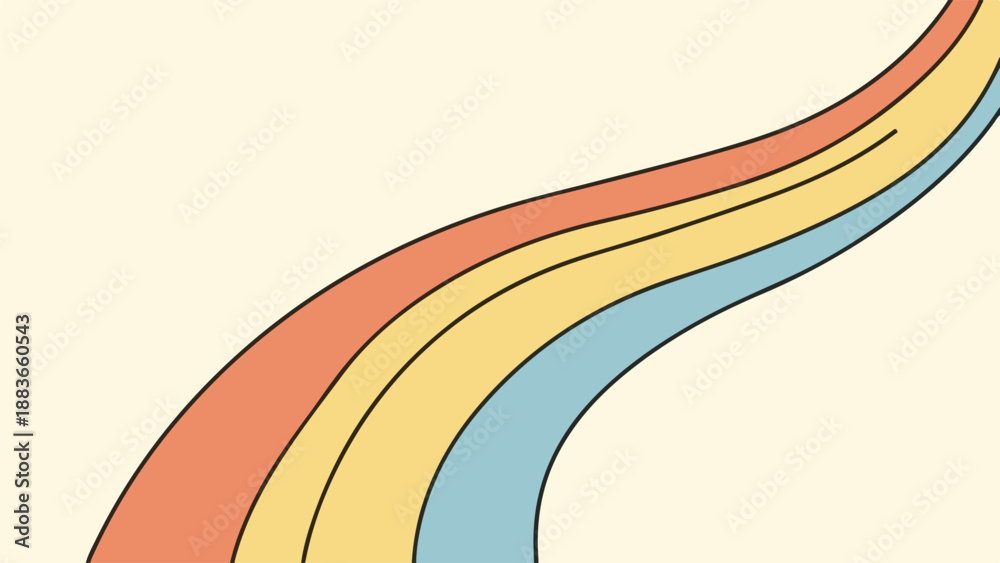 Obraz premium Three-band rainbow with peach, golden yellow, and light blue gradient arcs