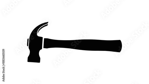 Vector illustration of a classic claw hammer silhouette, a versatile essential tool, on transparent background