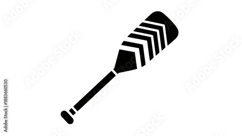 Vector illustration of a black paddle for kayaking or canoeing sport activity on transparent background