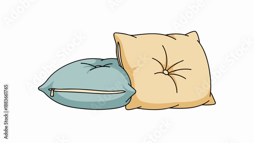 Two throw pillows with floral and solid patterns on a neutral background