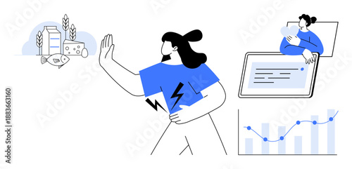 Healthy lifestyle. Healthy food choices avoiding processed food, wellness habits, and energy maintenance. Healthy data insights with tracking and decision-making. For health, nutrition, energy, data