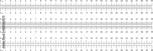 30 cm Ruler Scale Set – Metric Measuring Rulers with Millimeter Ticks (Vector Template)
