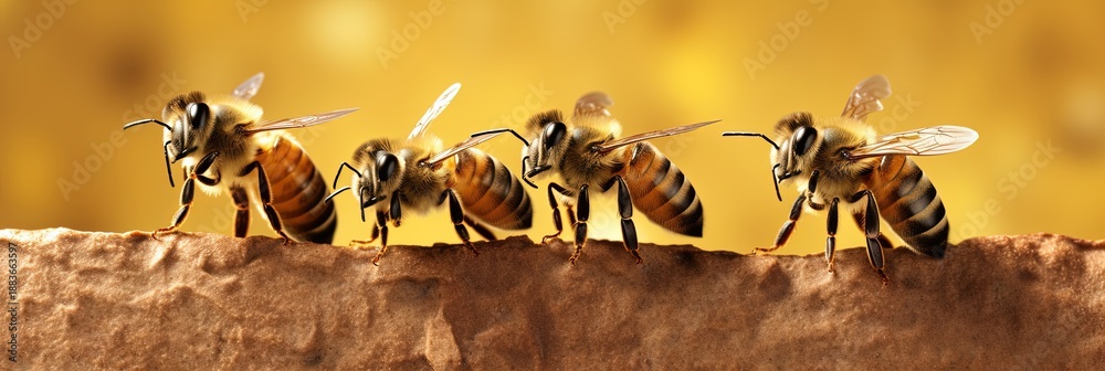 Obraz premium Honey bee close-up view