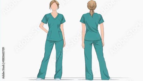 Medical professionals wearing green scrubs standing in a hospital setting