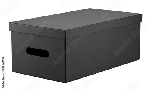 Office Black Folder Box for Documents Isolated on Transparent Background