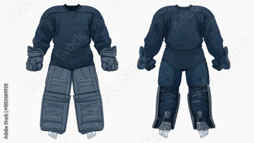 A person wearing protective gear for sports, including a jacket and pants with padding on the knees and elbows, standing in a studio.