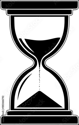 A silhouette image of a classic hourglass timer
