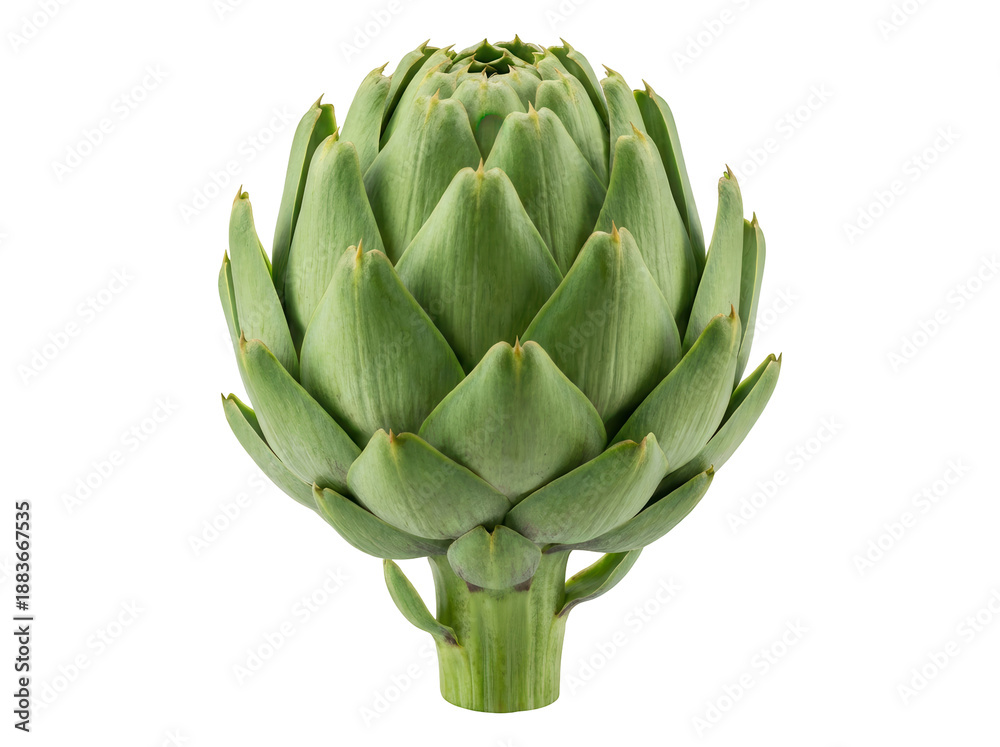 Fototapeta premium Fresh green artichoke isolated background, a healthy and delicious vegetable