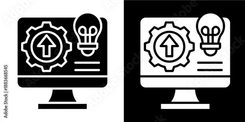 Technology Upgrade  Icon Set White Glyph Style Collection
