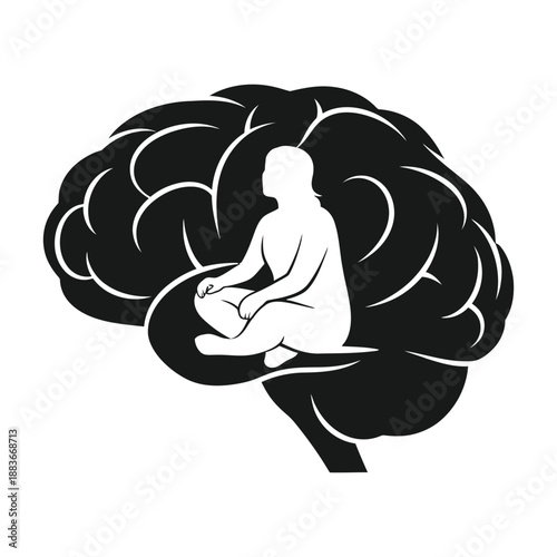 Holistic Mind and Body Wellness silhouette vector illustration