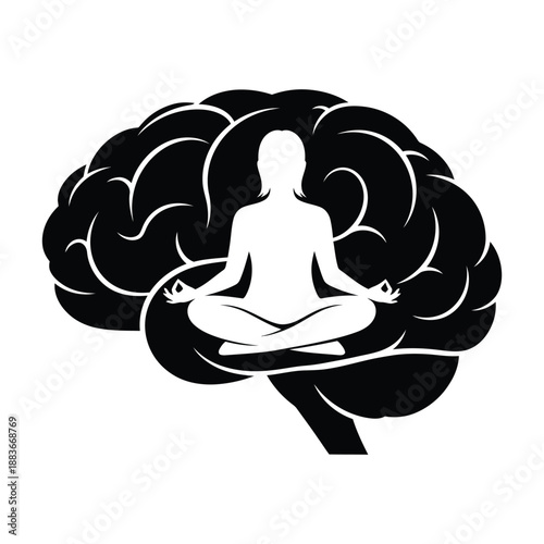 Nurturing Your Mindful Inner Peace silhouette vector illustration