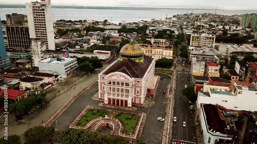 Amazonas Theater At Manaus Amazonas Brazil. Famous Building Tower Offices. Infrastructure Skyline Metropolitan Amazing. Cityscape Metropolitan Business Center Business. High quality 4k footage
