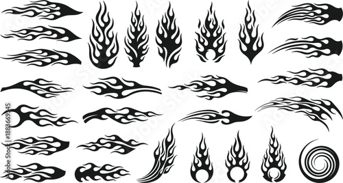 Black Flame and Fire Graphic Elements Set