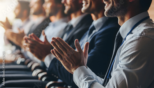 Business Professionals Applauding During Corporate Conference