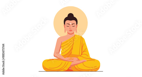 Meditating Buddha figure with transparent background