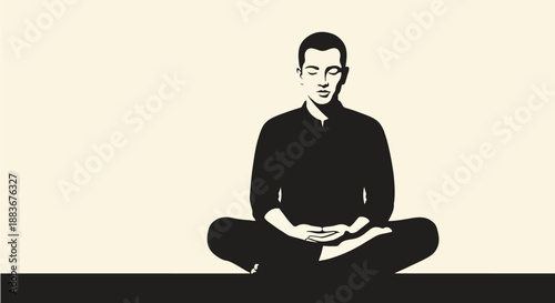 Meditating man in lotus position