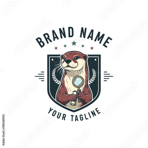 Otter Logo Design with Shield Emblem.