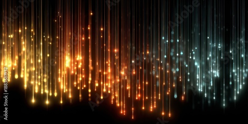 Colorful Abstract Light Streaks with Bokeh Effect in Dark Background