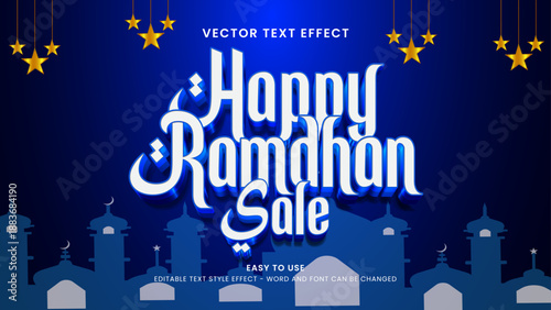 happy ramadhan sale editable text effect 3d vector