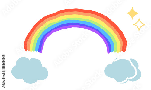 シンプルな手描きの虹の素材セット