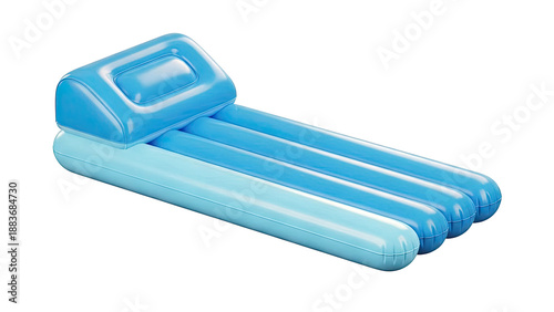 Blue Inflatable Pool Float with Pillow