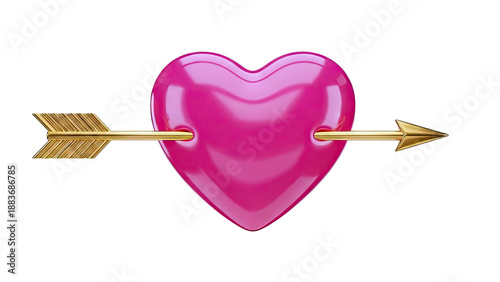 Pink Heart Pierced by Golden Arrow
