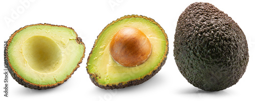 Avocado isolated on white background. Clipping path. Full depth of field.
