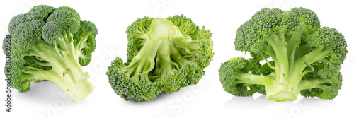 broccoli isolated on white background. Clipping Path. Set or collection