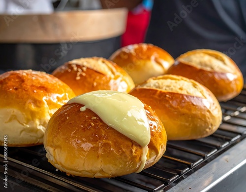 Wallpaper Mural Freshly Baked Buns on Cooling Rack. Torontodigital.ca