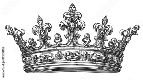 Crown Design Concept Vector with Outline on White Background