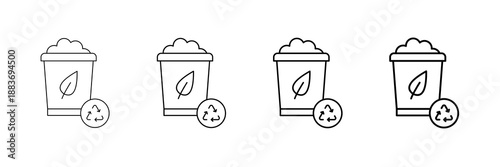 Composting Bin Icons Vector Set In Different Stroke Line Style