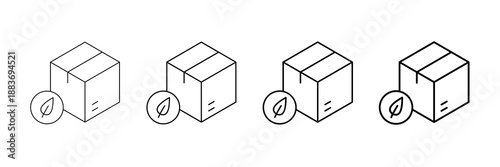 Green Packaging Icons Vector Set In Different Stroke Line Style