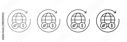 Circular Economy Icons Vector Set In Different Stroke Line Style