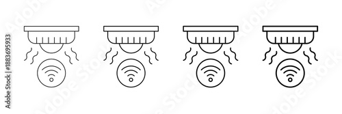 Smart Smoke Detector Icons Vector Set In Different Stroke Line Style