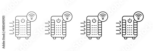 Smart Air Purifier Icons Vector Set In Different Stroke Line Style