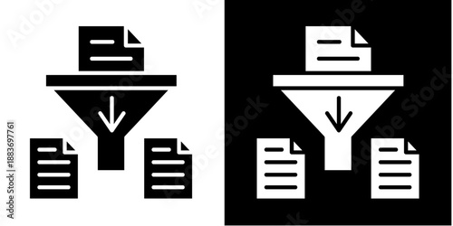 Data Extraction Icon Set White Glyph Style Collection
