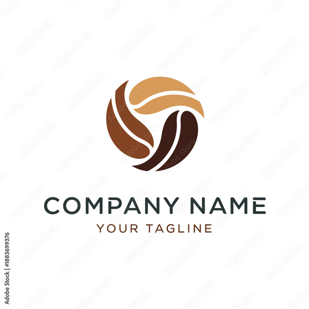 Fototapeta premium Coffee Bean Swirl Logo Design for Coffee Shop Branding.