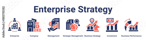 Enterprise Strategy banner web icon vector illustration concept for business with icon of Enterprise, Company, Management, Strategic Management, Business Strategy, Investment, Business.