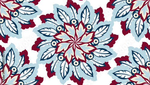 Seamless tribal pattern design. Hand draw paisley background. Patchwork pattern