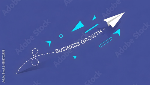 Business growth concept with paper airplane soaring upwards dynamically