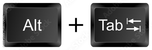 Quadro su tela Alt Tab keyboard shortcut keys isolated on white background