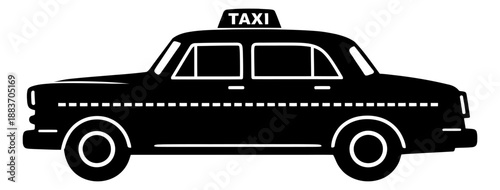 Graphic illustration of a taxi cab depicting urban transport for city services