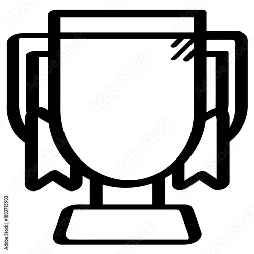 Trophy Cup award line doodle icon representing achievement and recognition.