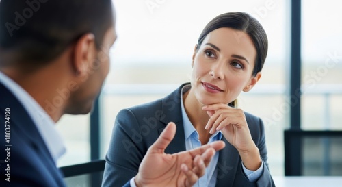 Businesswoman listening intently