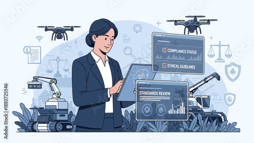 Businesswoman reviewing technology standards and guidelines