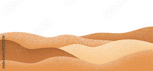 Desert Dune Sand Wave Pattern. Abstract Vector Grain Landscape Background. Noise Mountain Illustration. Stippled Desert Sand Texture.