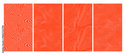 Salmon Meat Food Pattern. Sushi Fish Line Texture. Vector Abstract Seafood Steak. Seamless Background of Salmon Fillet.